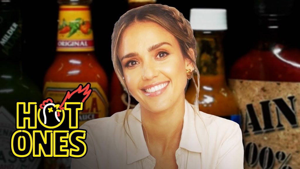 Jessica Alba Applies Lip Gloss While Eating Spicy Wings Hot Ones